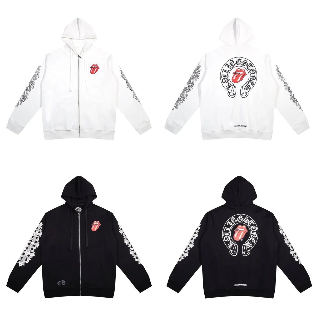 Chrome Hearts Zip Up Hoodie K4 Black/White